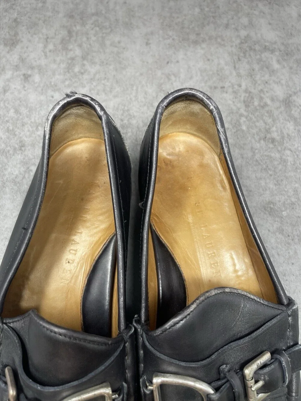 Ralph Lauren D Buckle Leather Loafers Mens Size 9 Black Slip On Casual Dress